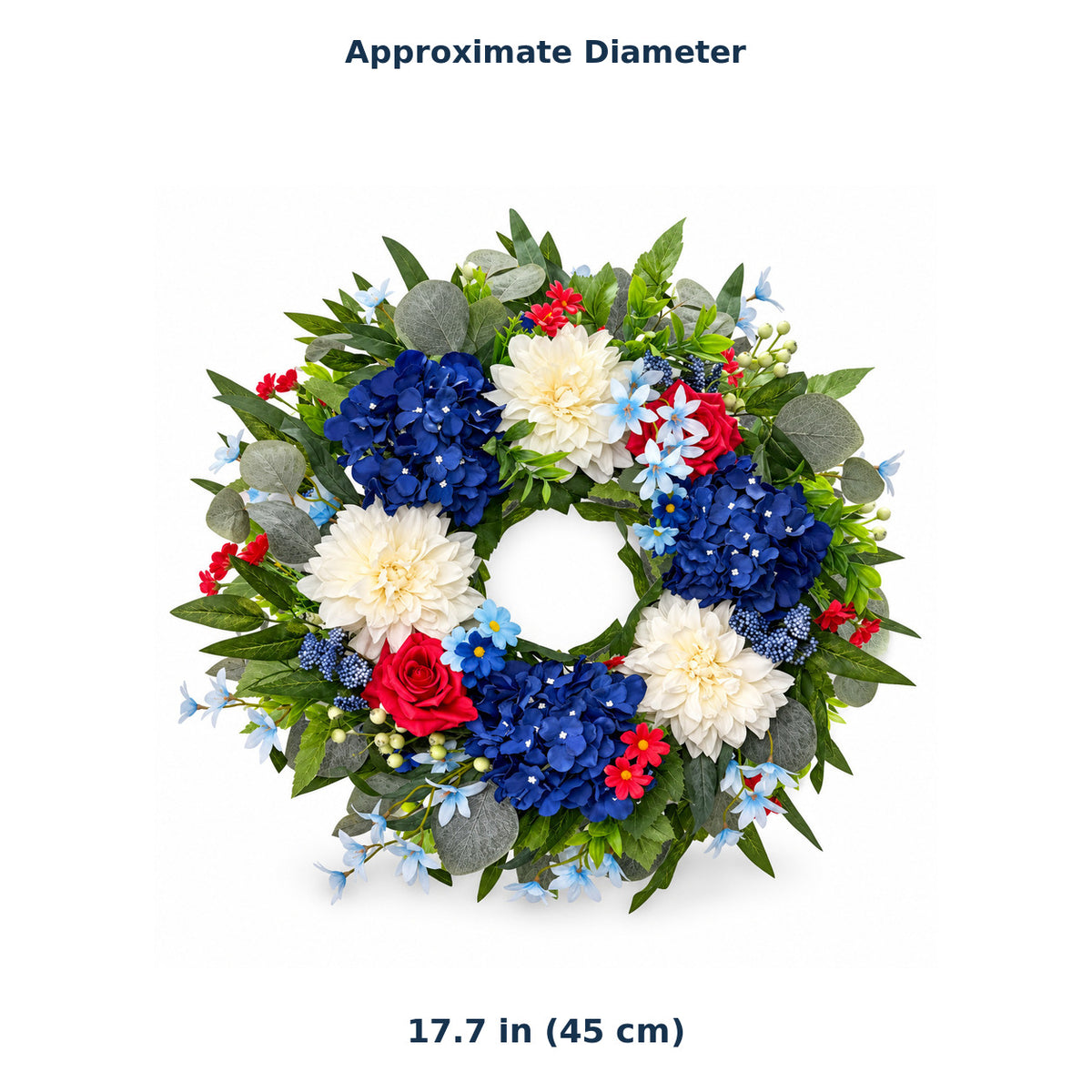 Red, White & Blue Hydrangea Patriotic Wreath
