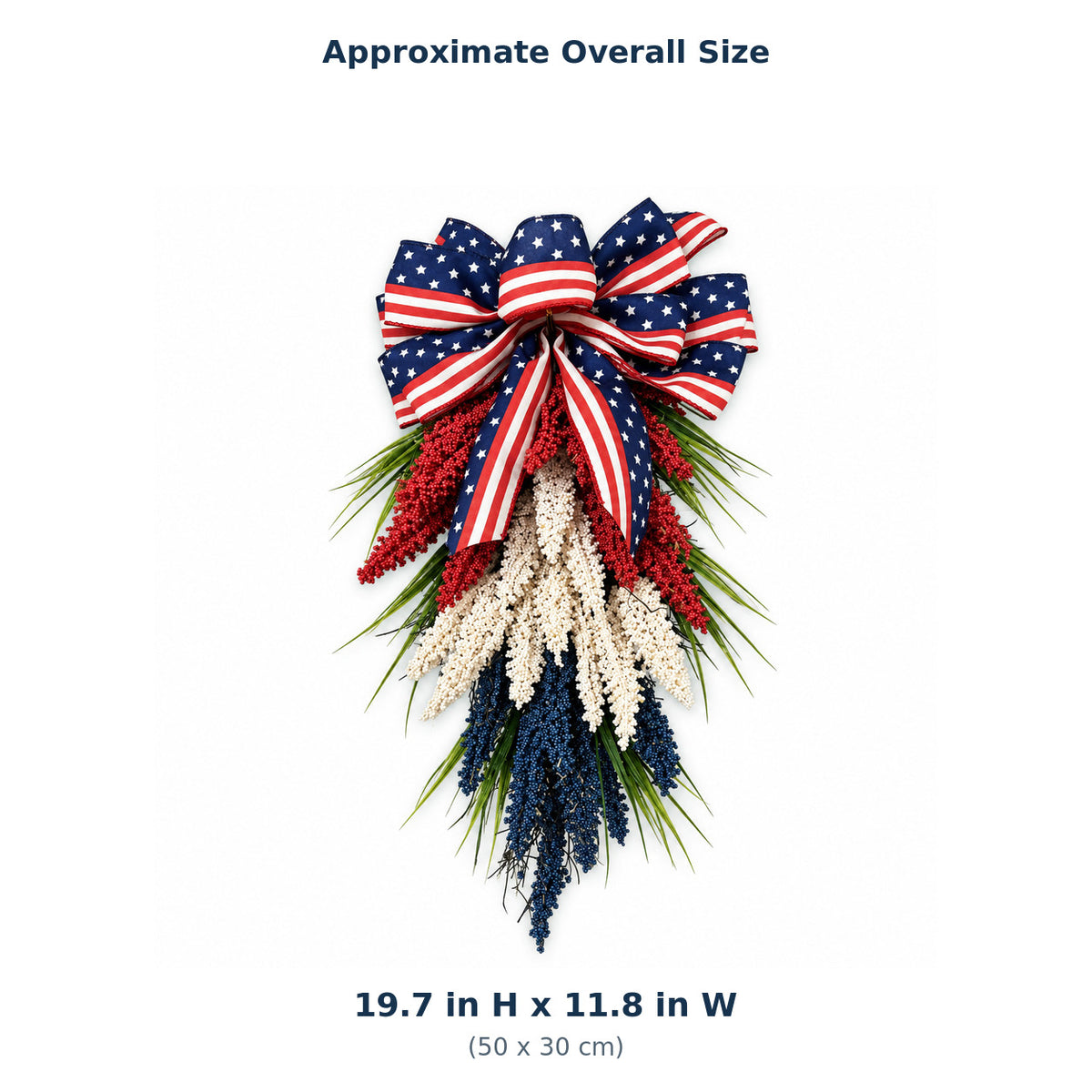 Patriotic Red, White & Blue Floral Door Swag