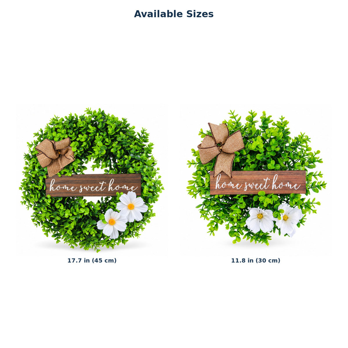 Home Sweet Home Greenery & White Flower Wreath Collection