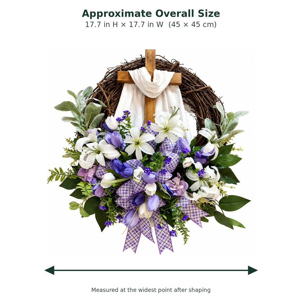 Purple & White Easter Cross Wreath