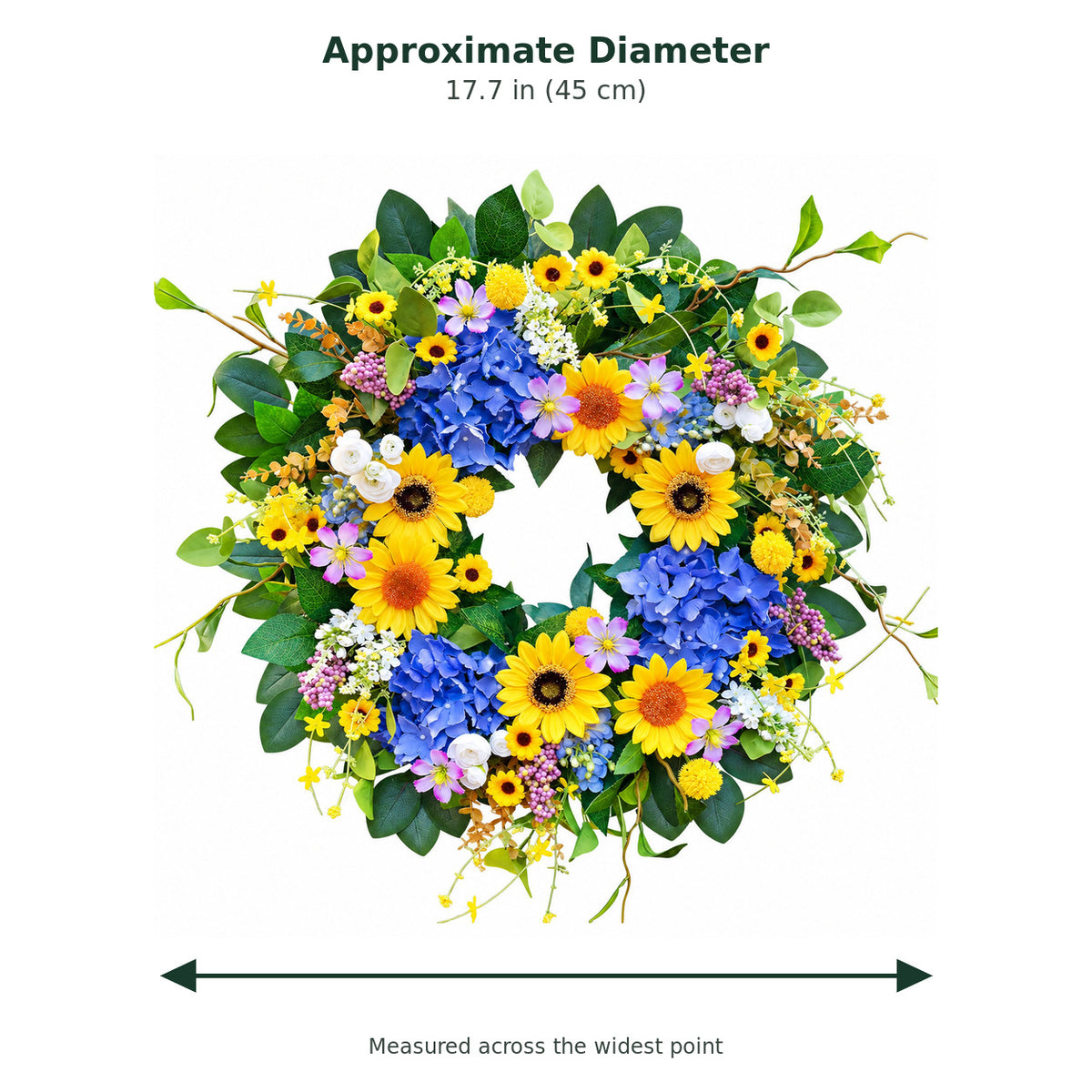 Sunflower & Blue Wildflower Spring Wreath