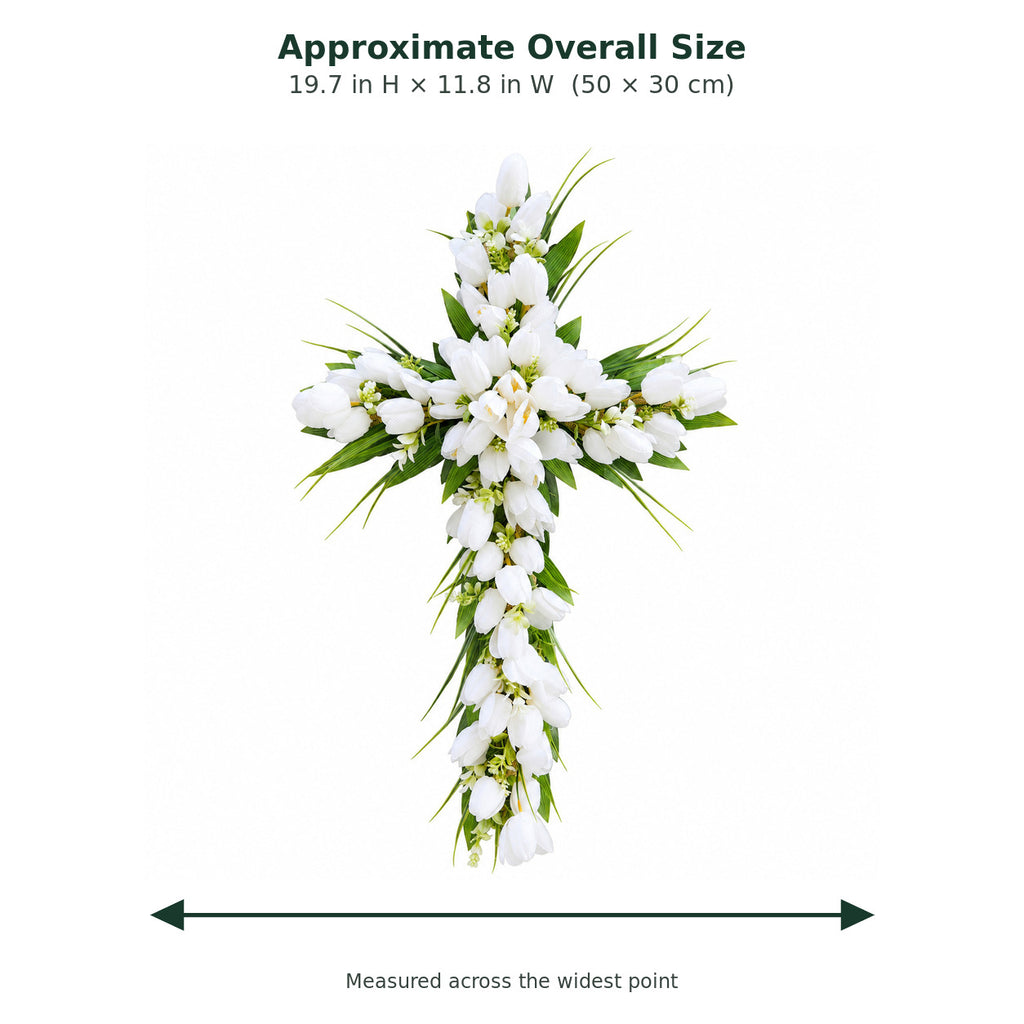 White Tulip Easter Cross Wreath