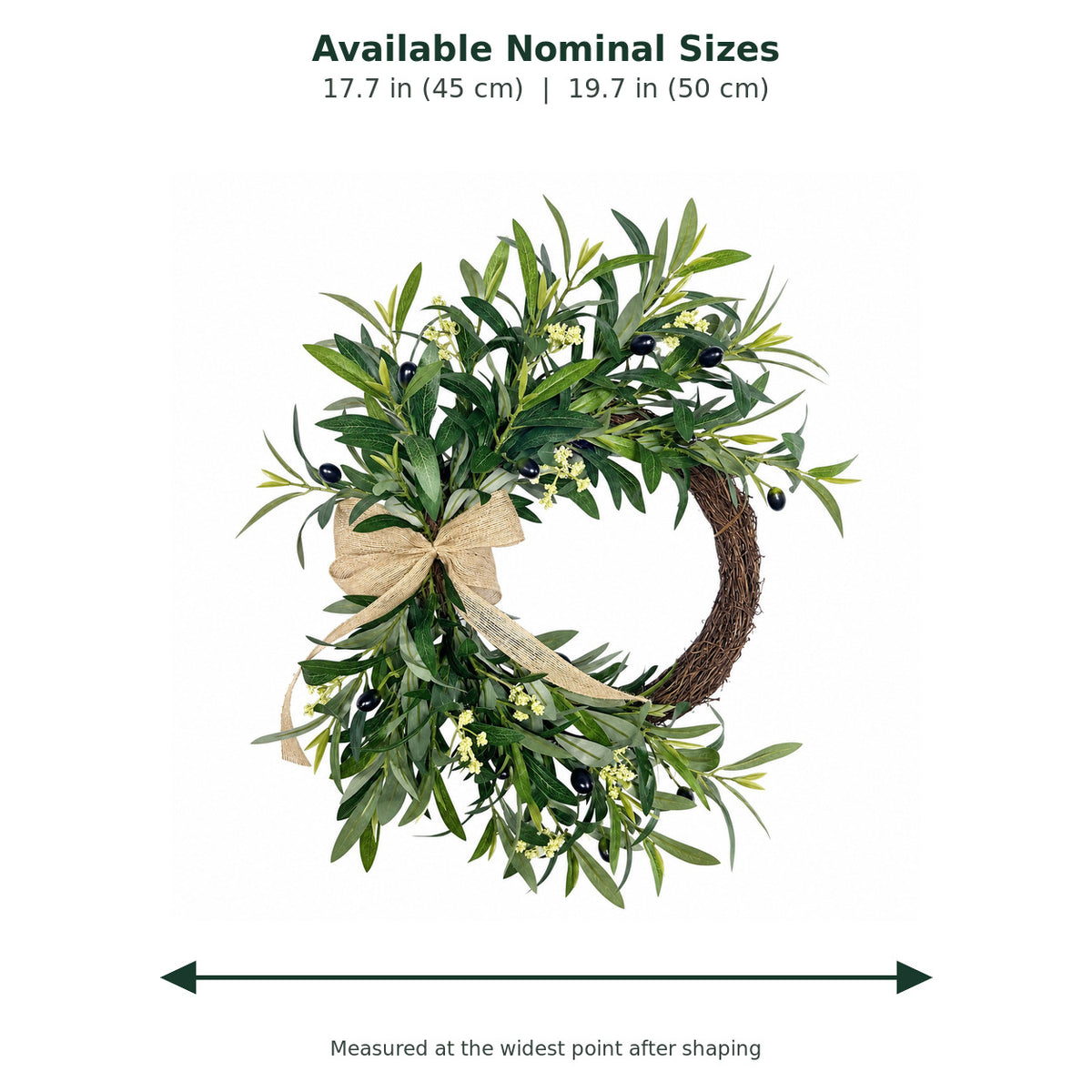 Olive Branch & Burlap Bow Wreath Collection