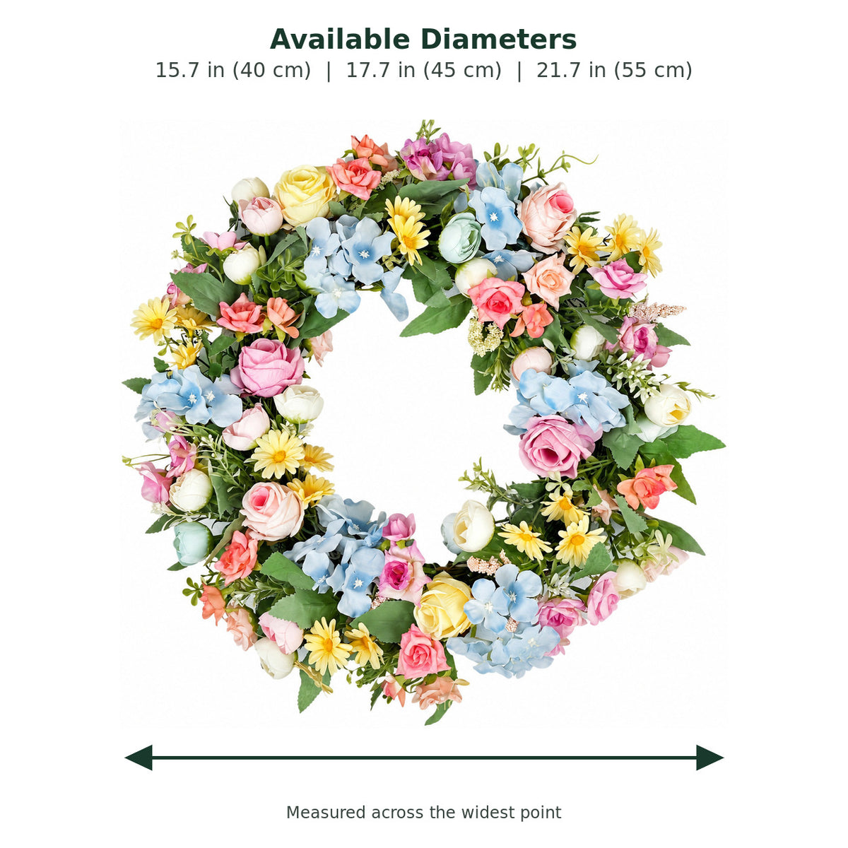 Pastel Rainbow Spring Floral Wreath Collection