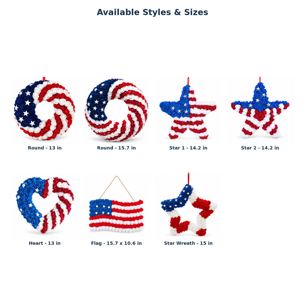 Patriotic Foam Rose Wreath & Hanging Decor Collection