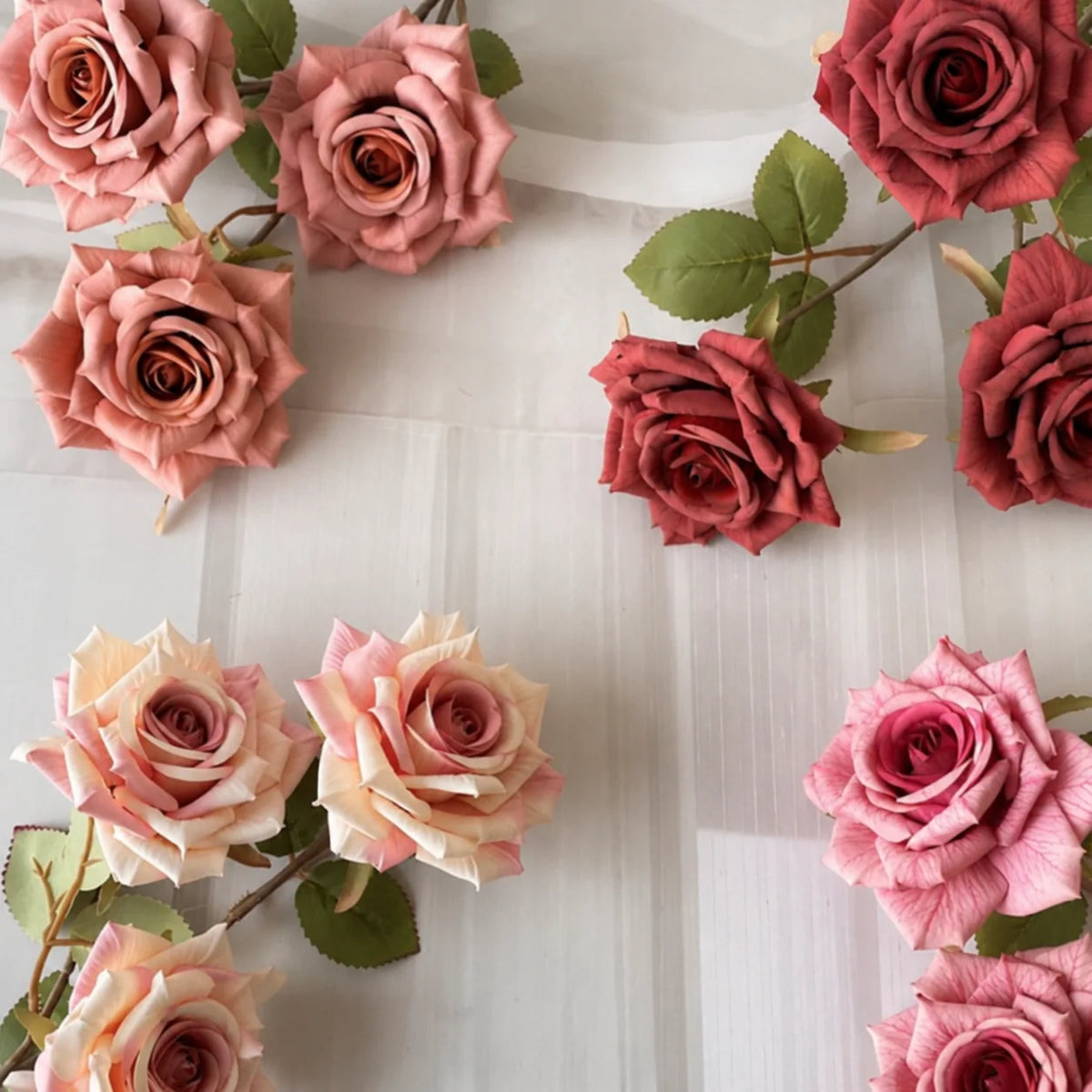 EVERIVELLE Three-Head Cappuccino Artificial Rose Spray