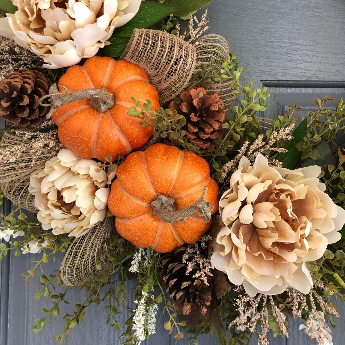 Rustic Pumpkin Grapevine Harvest Wreath
