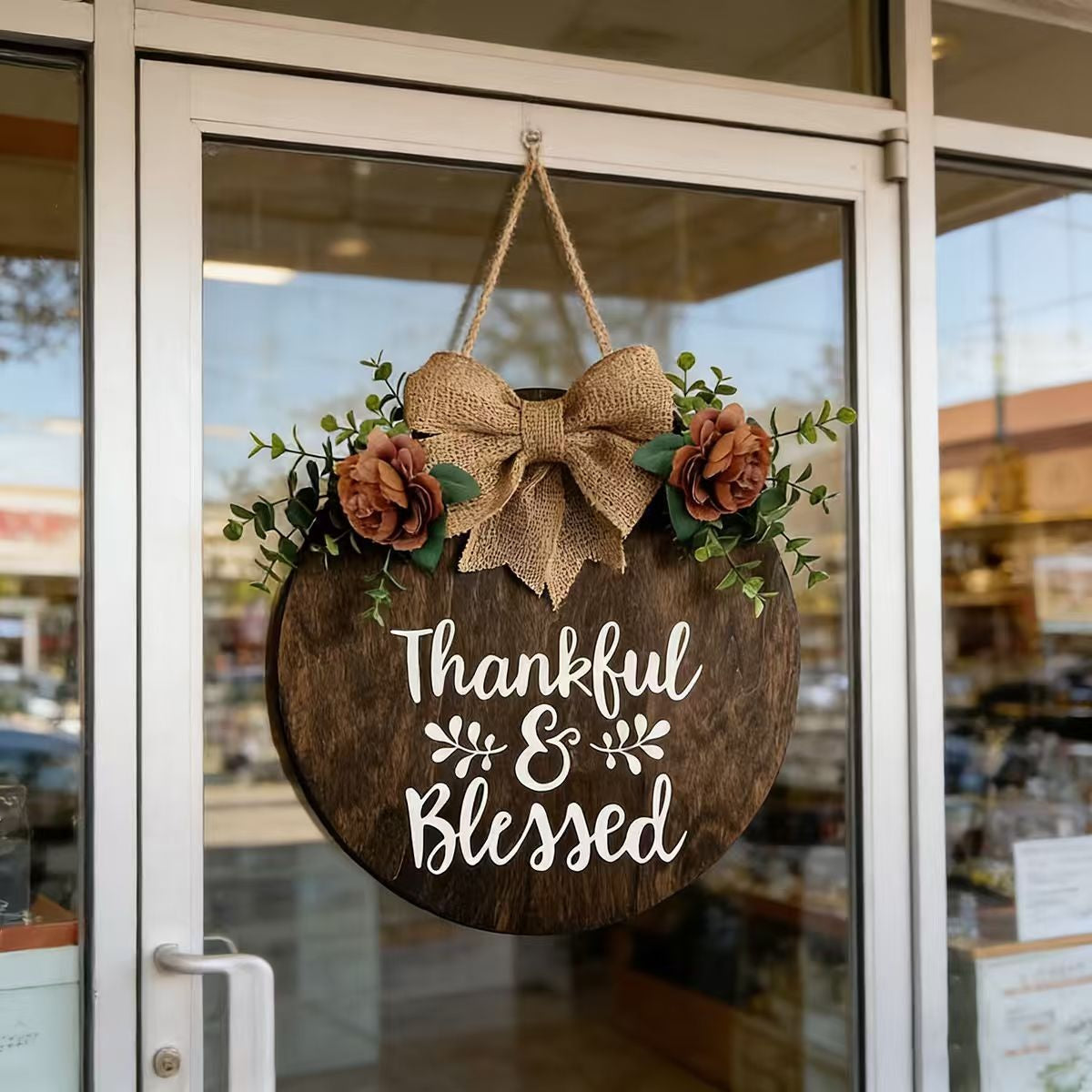 Rustic Floral Wood Door Sign Collection