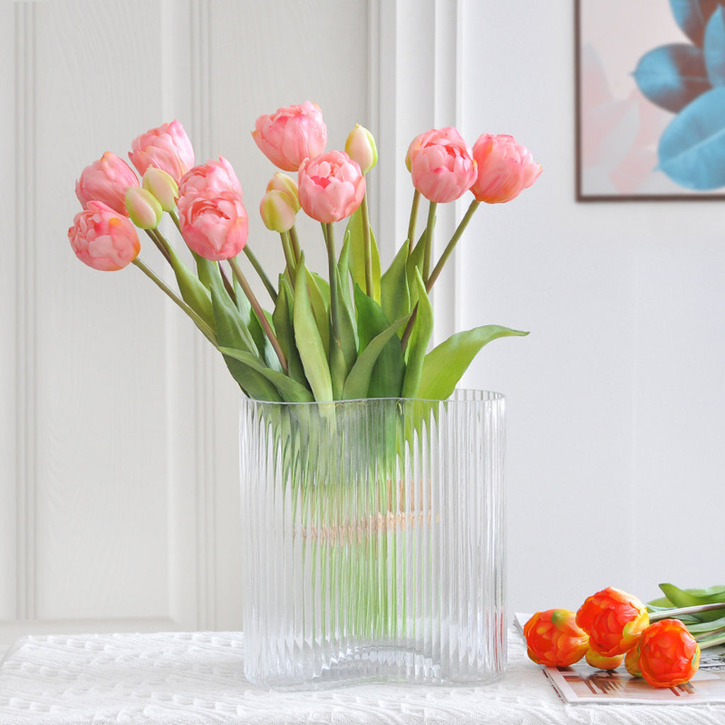 EVERIVELLE 15.7-Inch Five-Head Multi-Layer Soft-Touch Tulip Bouquet