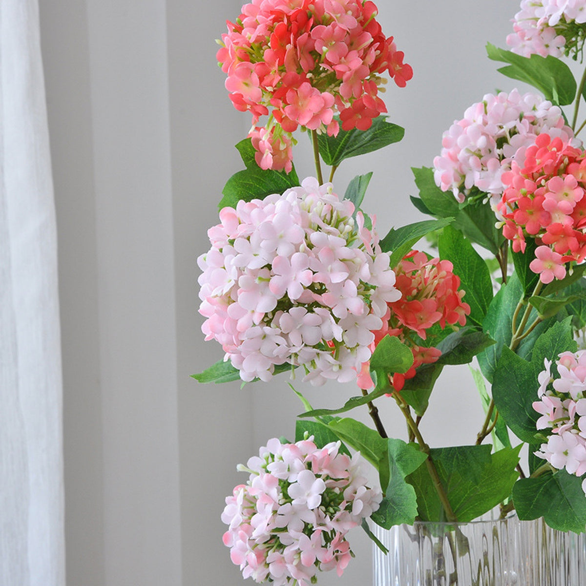 EVERIVELLE Three-Head Artificial Snowball Hydrangea Stem