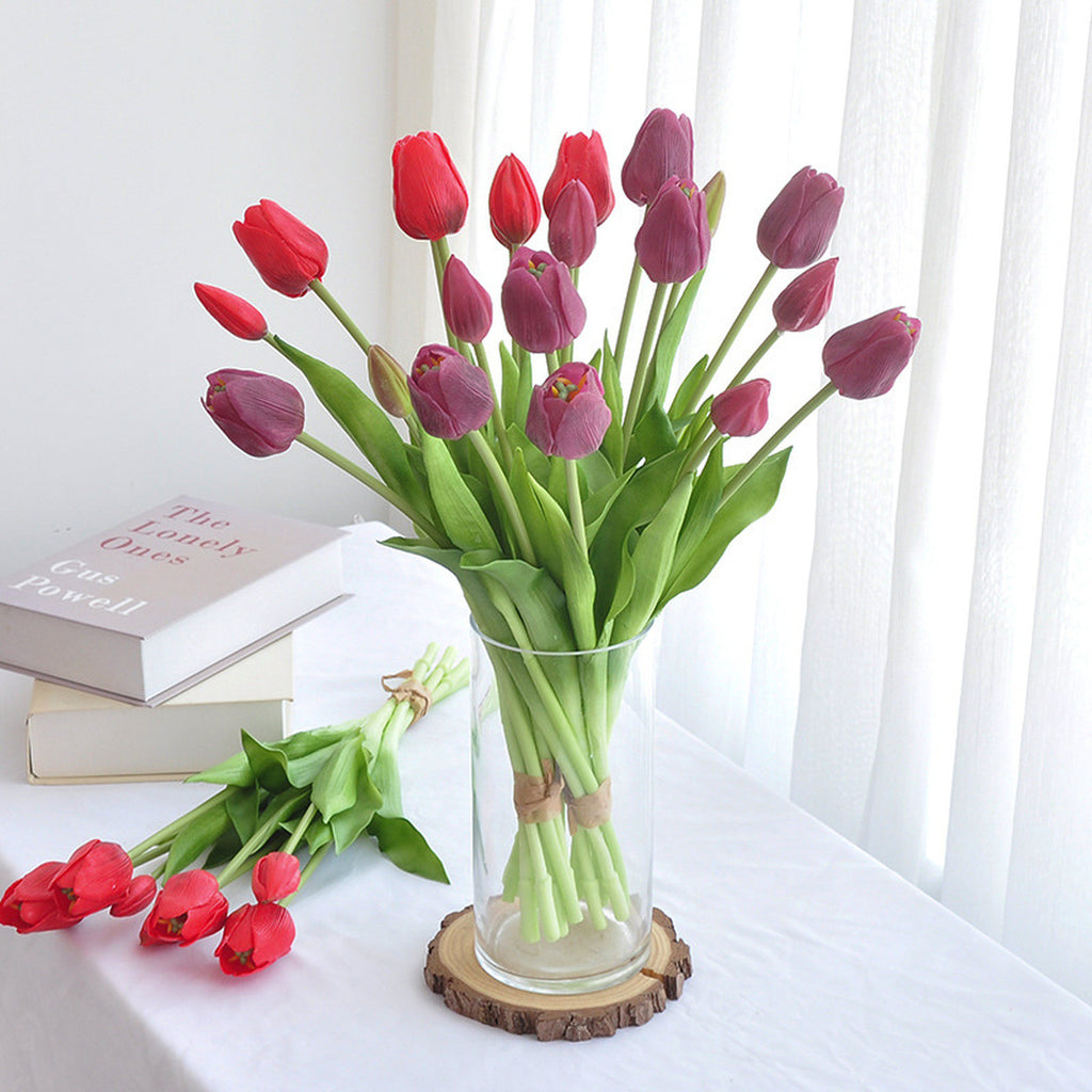EVERIVELLE 17.7-Inch Seven-Head Soft-Touch Artificial Tulip Bouquet
