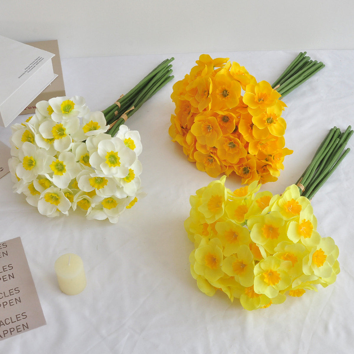 EVERIVELLE 15.7-Inch Three-Stem Artificial Daffodil Bouquet