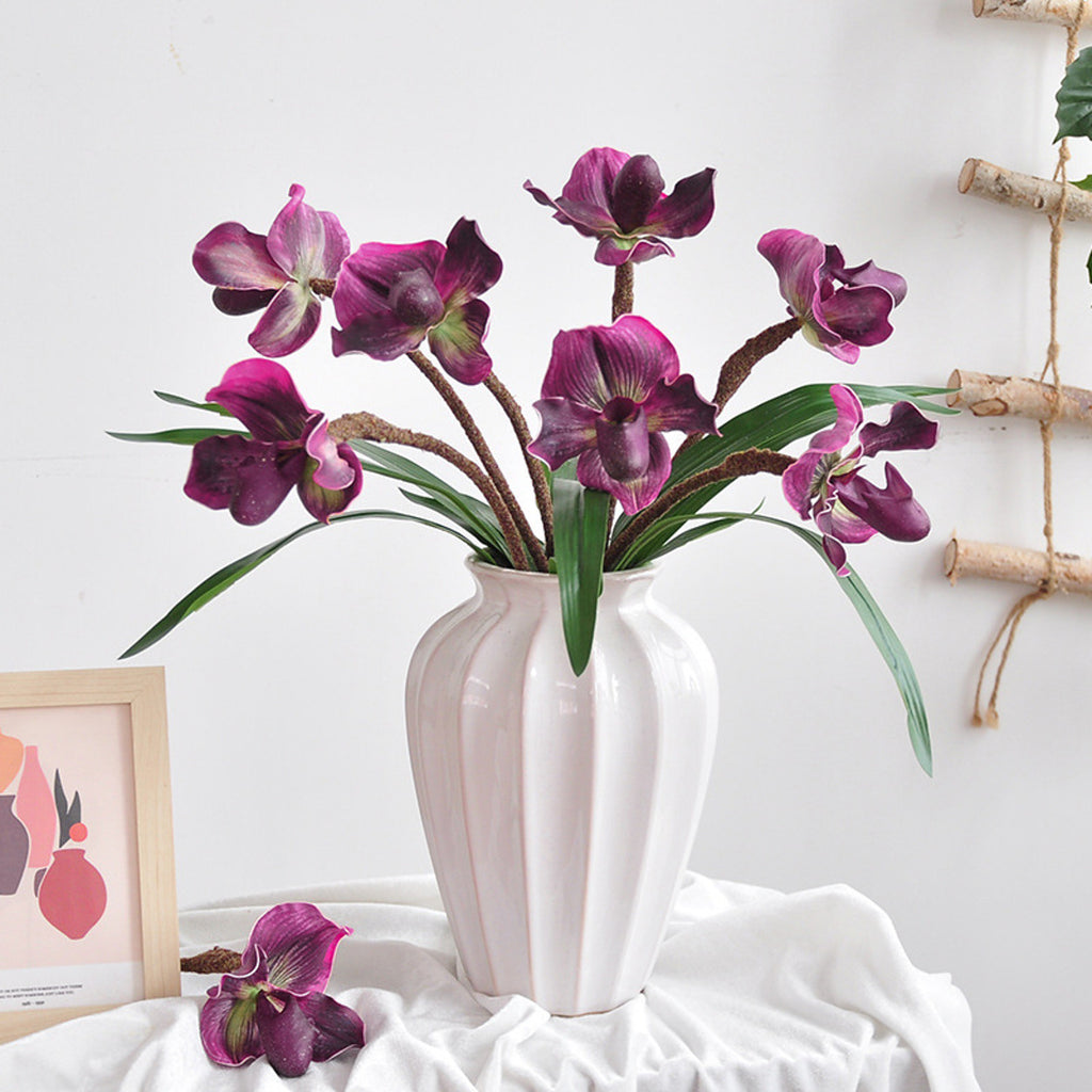 EVERIVELLE Artificial Paphiopedilum Slipper Orchid Stem
