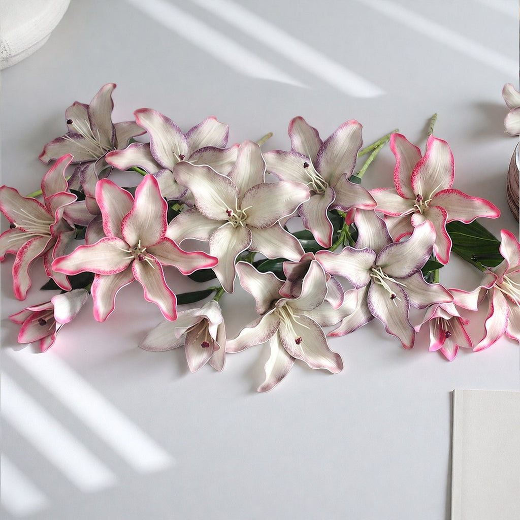 EVERIVELLE Three-Head Painted Artificial Lily Stem