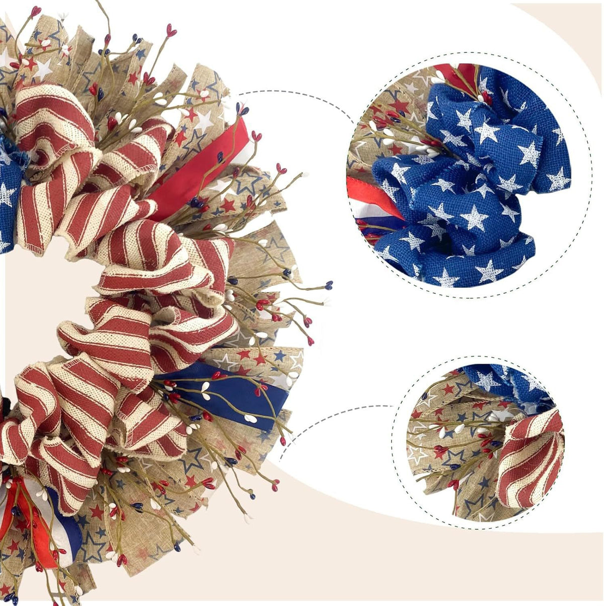 Patriotic Red, White & Blue Ribbon Wreath