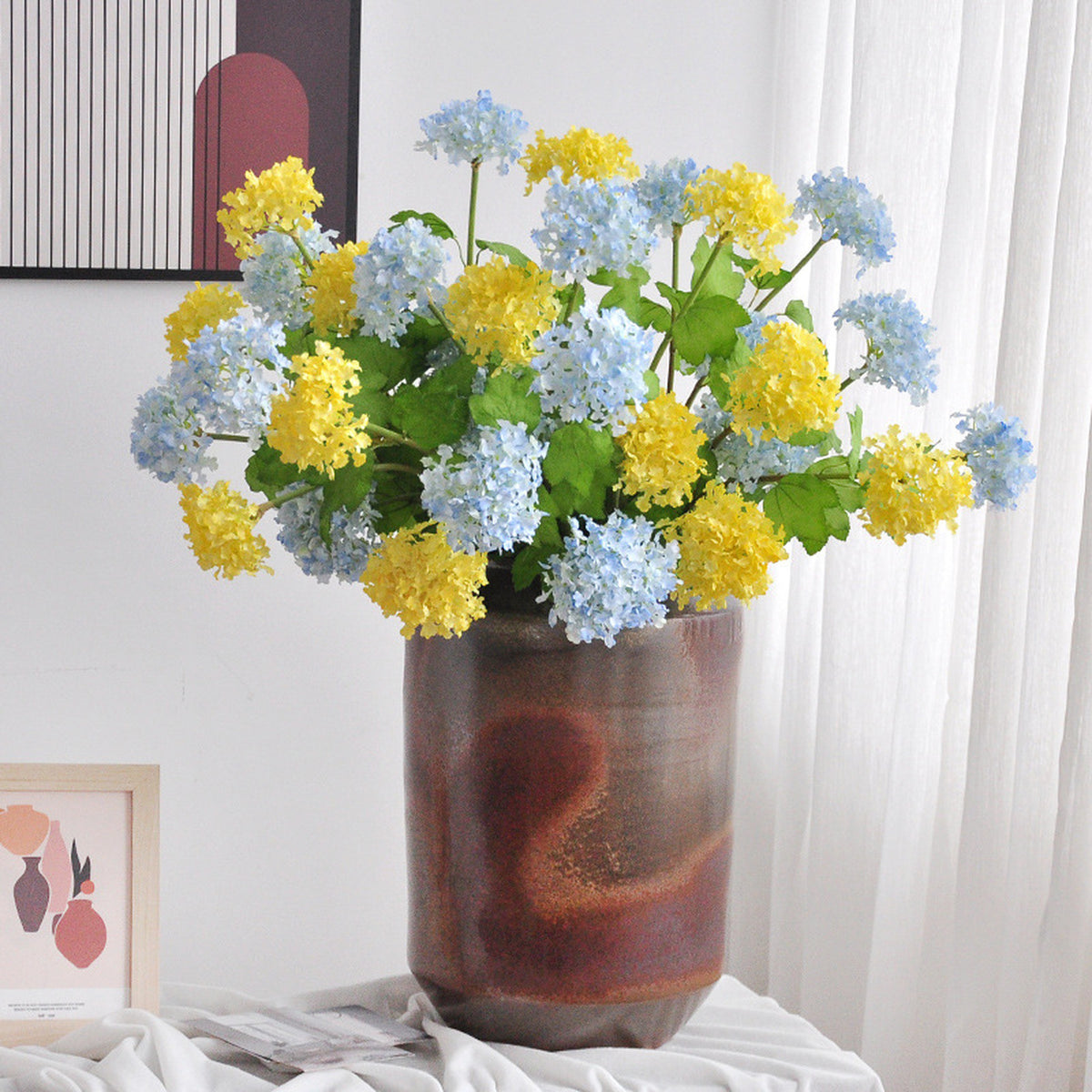 EVERIVELLE 26.4-Inch Three-Head Artificial Snowball Hydrangea Spray