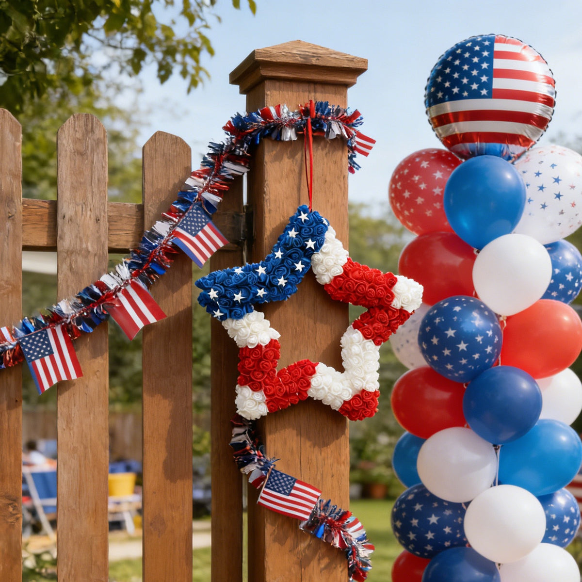 Patriotic Red, White & Blue Star Wreath