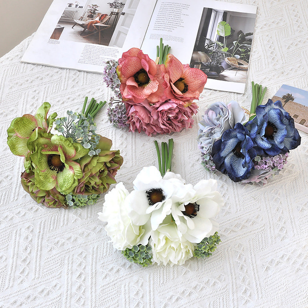 EVERIVELLE Artificial Peony & Anemone Hand-Tied Bouquet