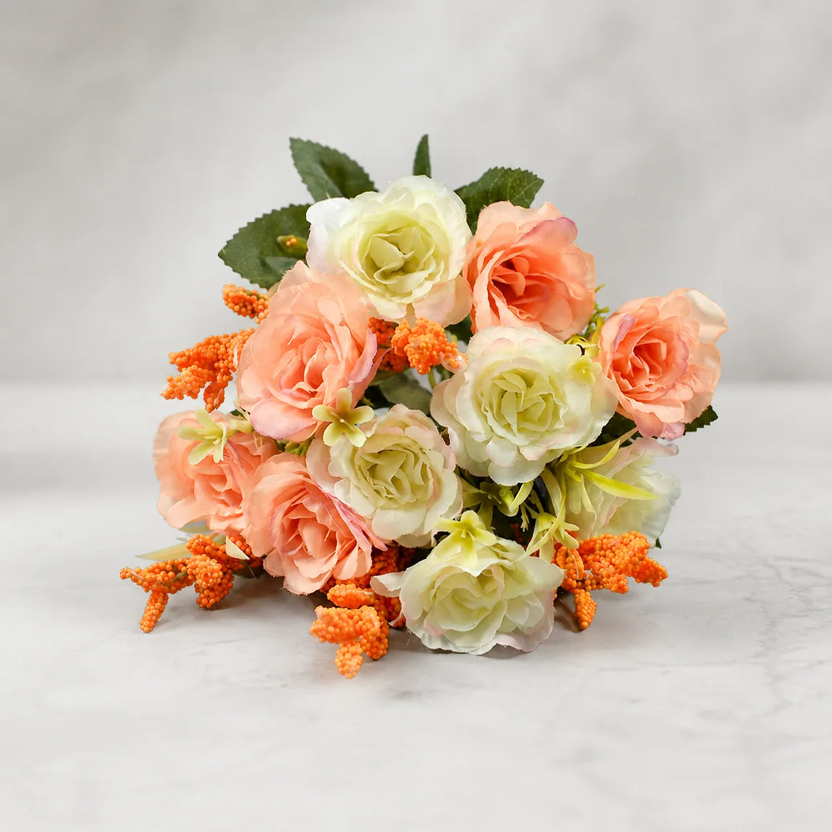 EVERIVELLE 10-Head Mini Artificial Rose Bouquet