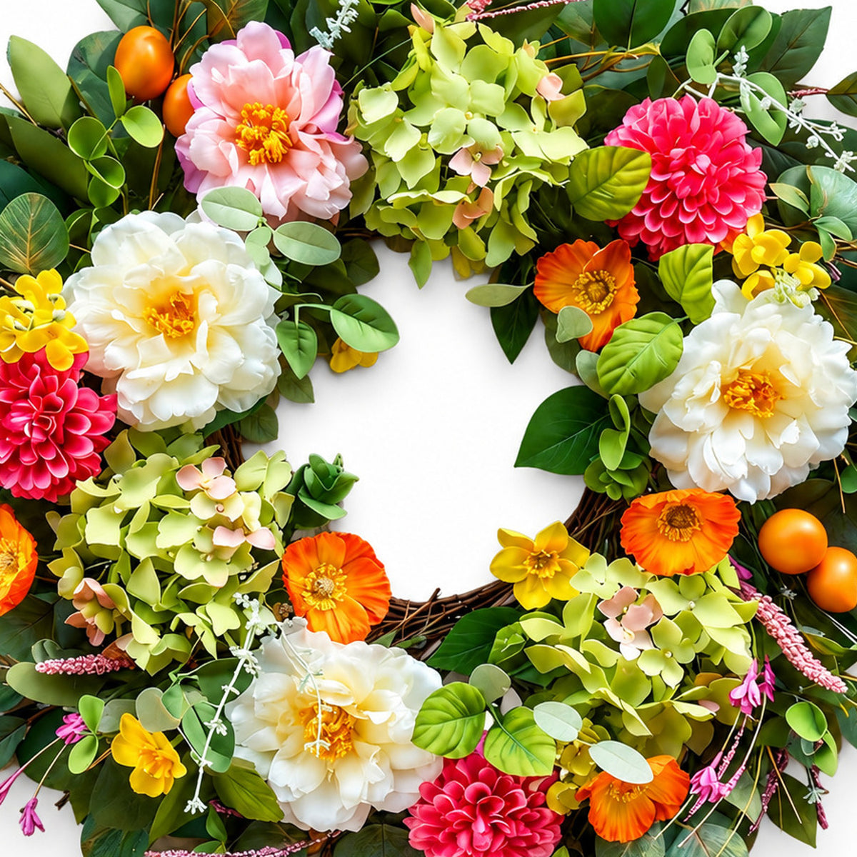 Peony, Hydrangea & Eucalyptus Spring Wreath Collection