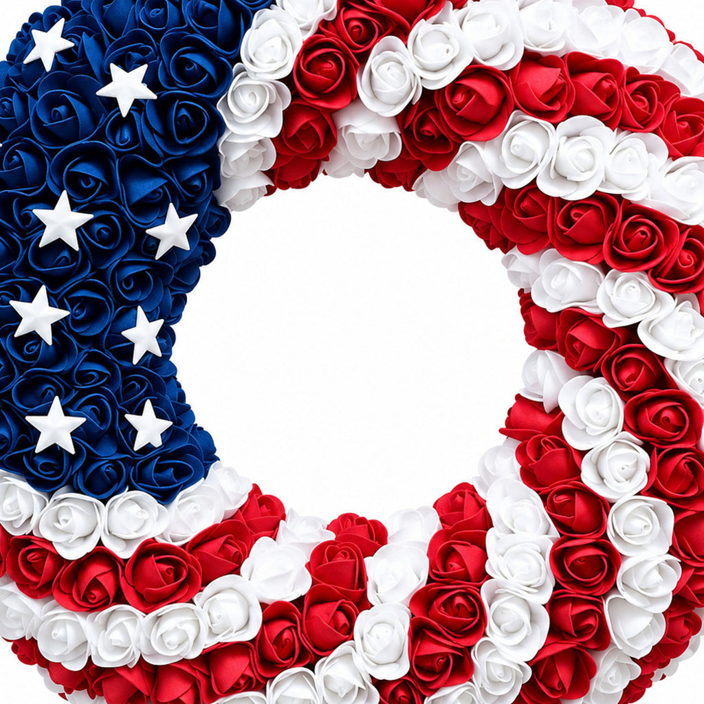 Patriotic Foam Rose Wreath & Hanging Decor Collection