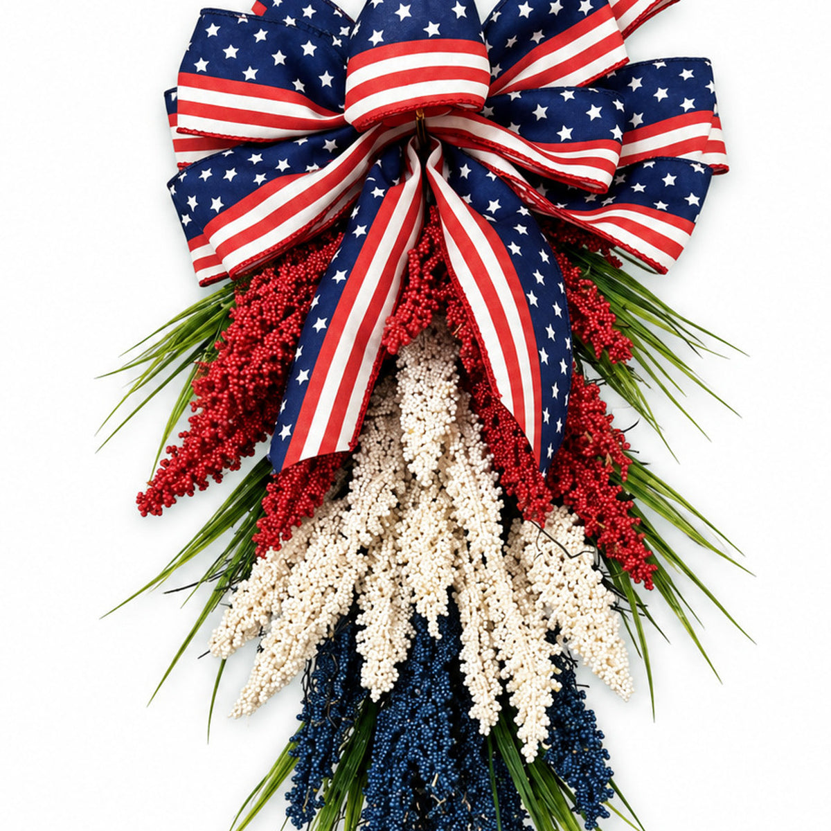 Patriotic Red, White & Blue Floral Door Swag