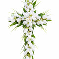 White Tulip Easter Cross Wreath
