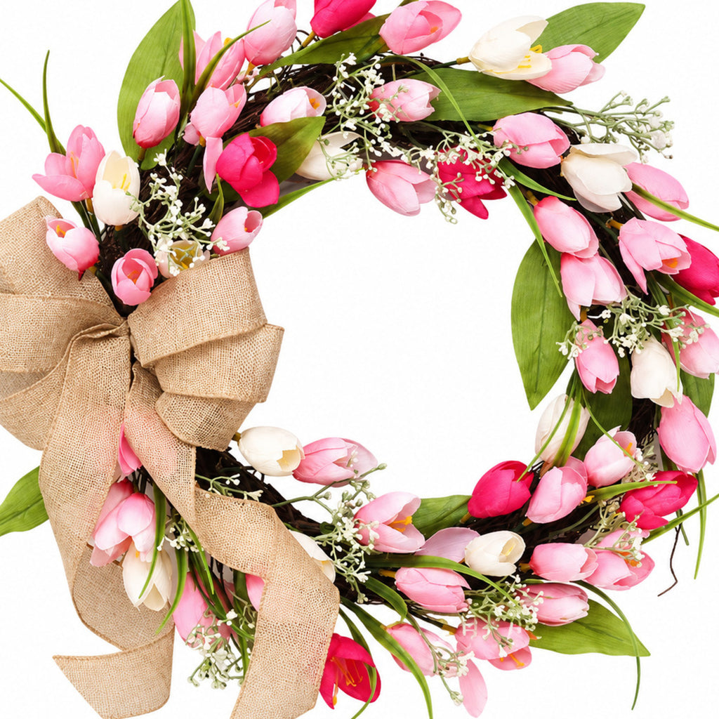 Pink & White Tulip Spring Wreath