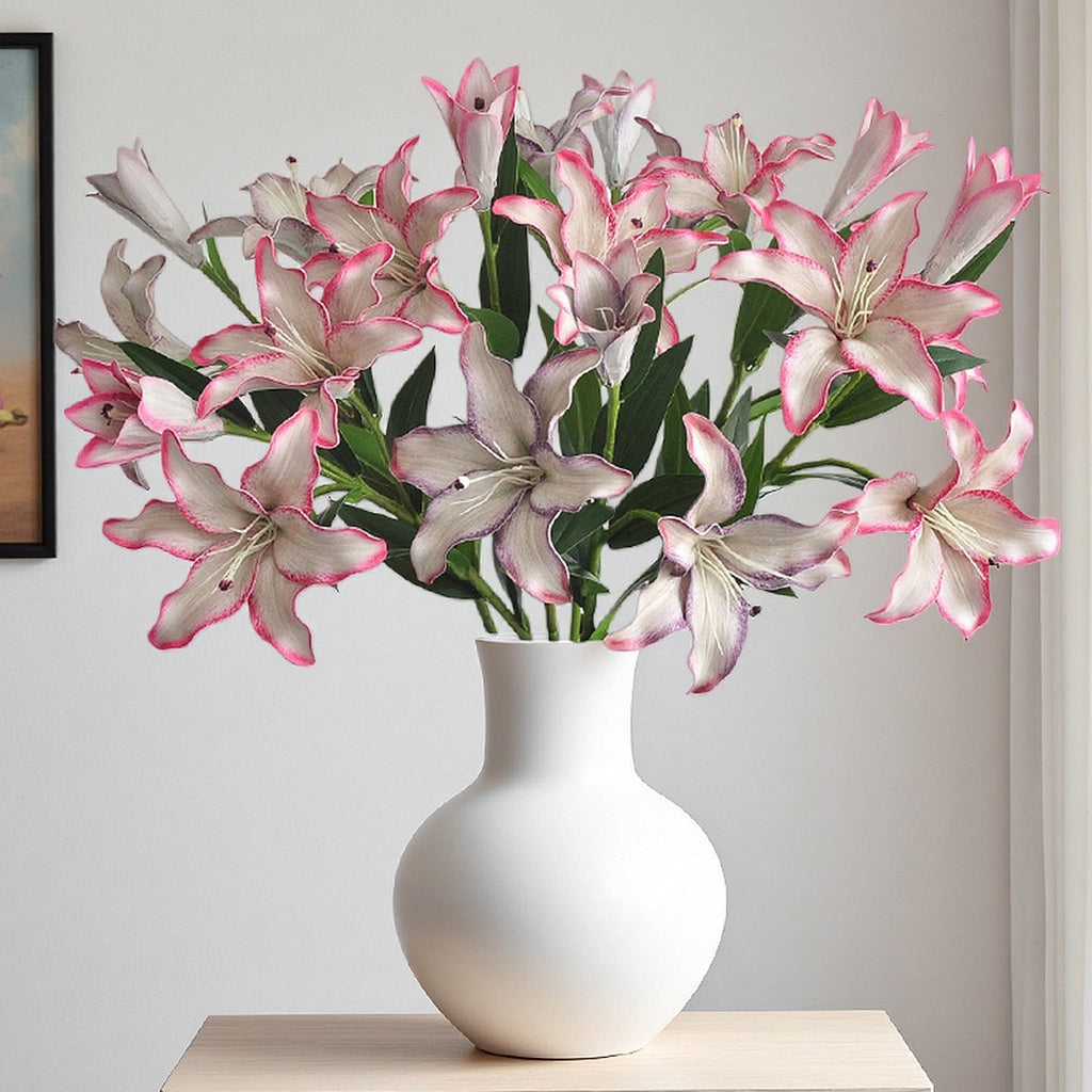 EVERIVELLE Three-Head Painted Artificial Lily Stem