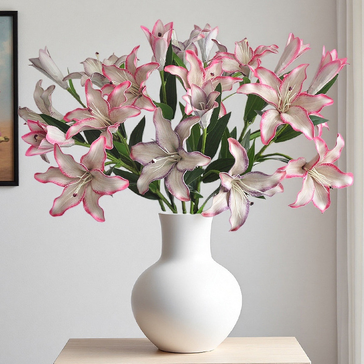 EVERIVELLE Three-Head Painted Artificial Lily Stem