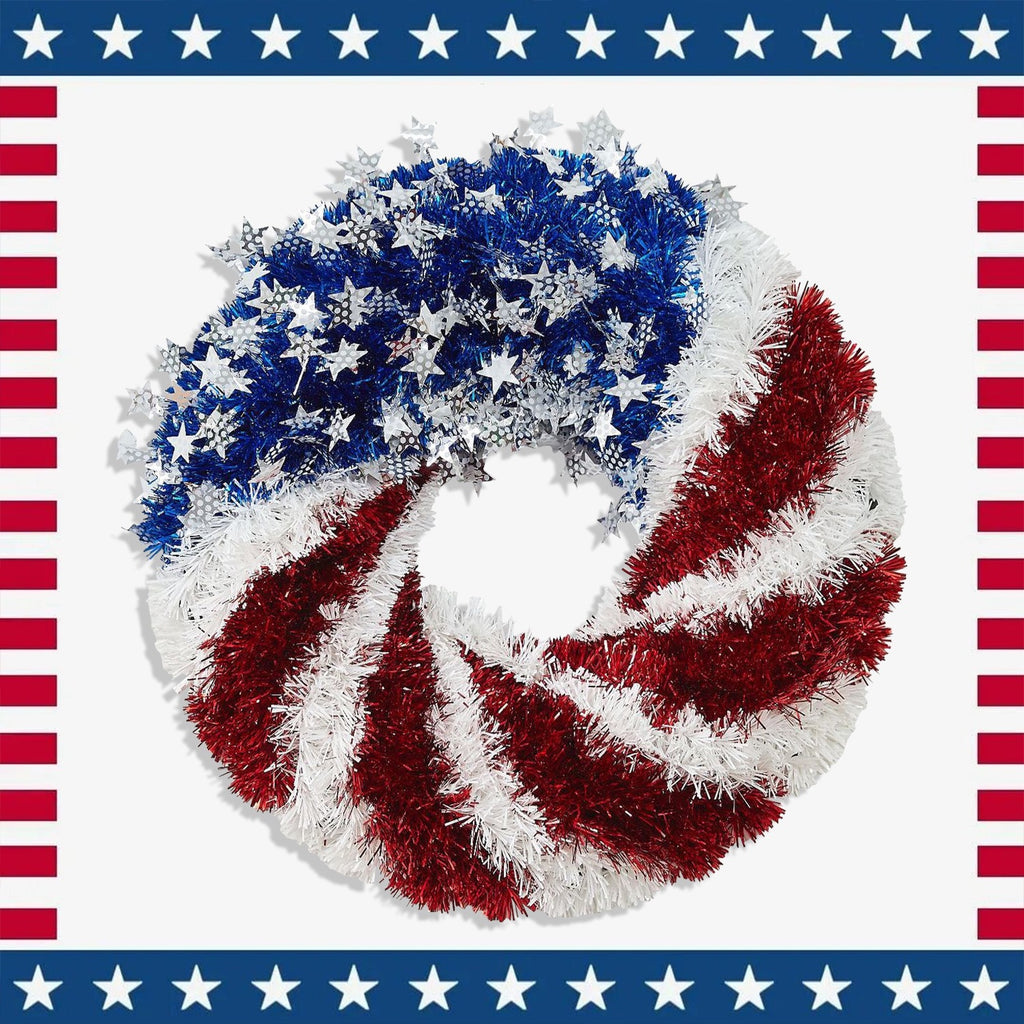 Patriotic Flag Tinsel Wreath