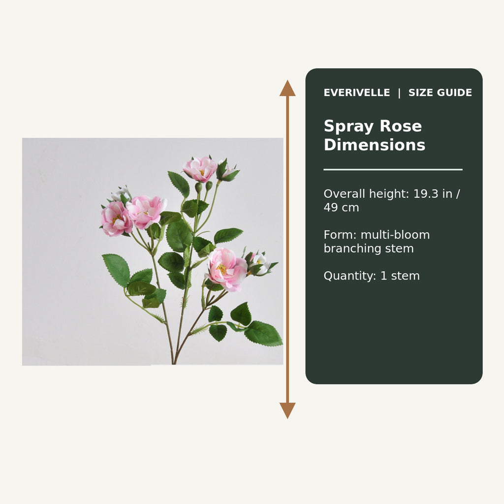 EVERIVELLE Multi-Bloom Artificial Spray Rose Stem