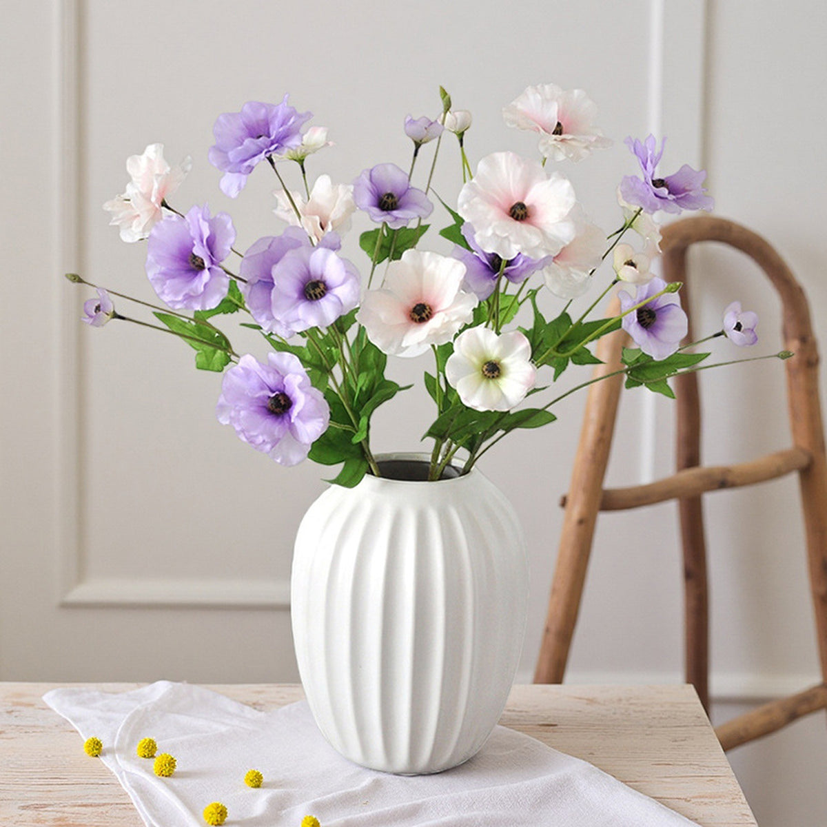 EVERIVELLE 19.3-Inch Three-Head Artificial Butterfly Ranunculus Spray
