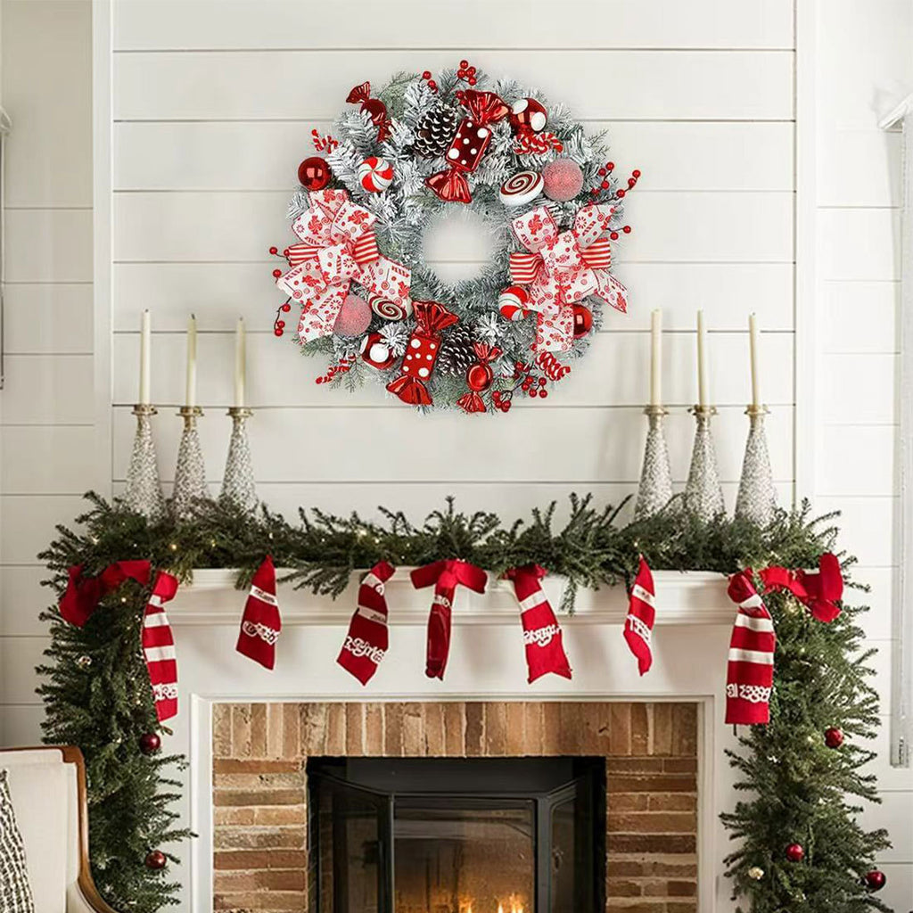 Frosted Christmas Candy Wreath