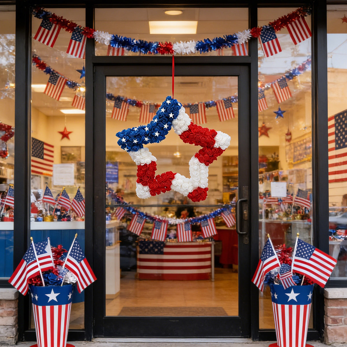 Patriotic Red, White & Blue Star Wreath