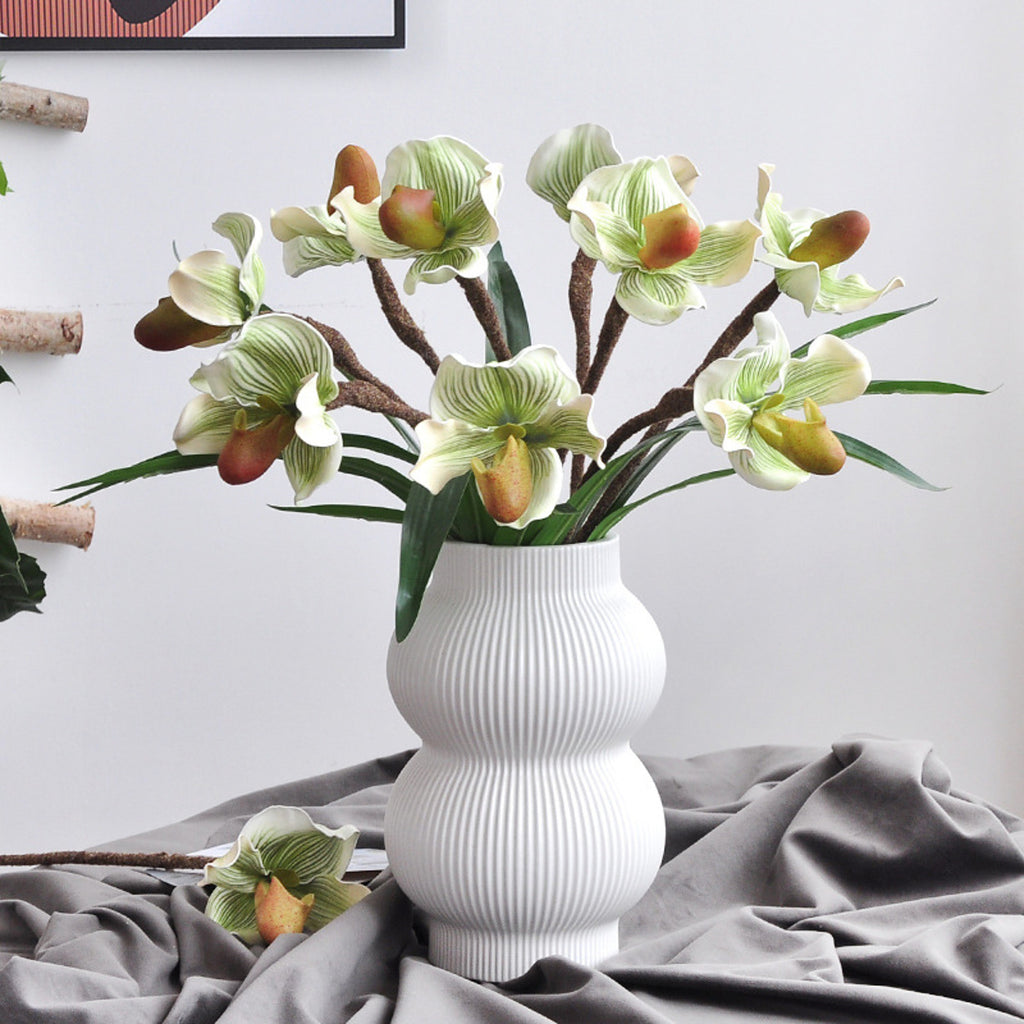 EVERIVELLE Artificial Paphiopedilum Slipper Orchid Stem