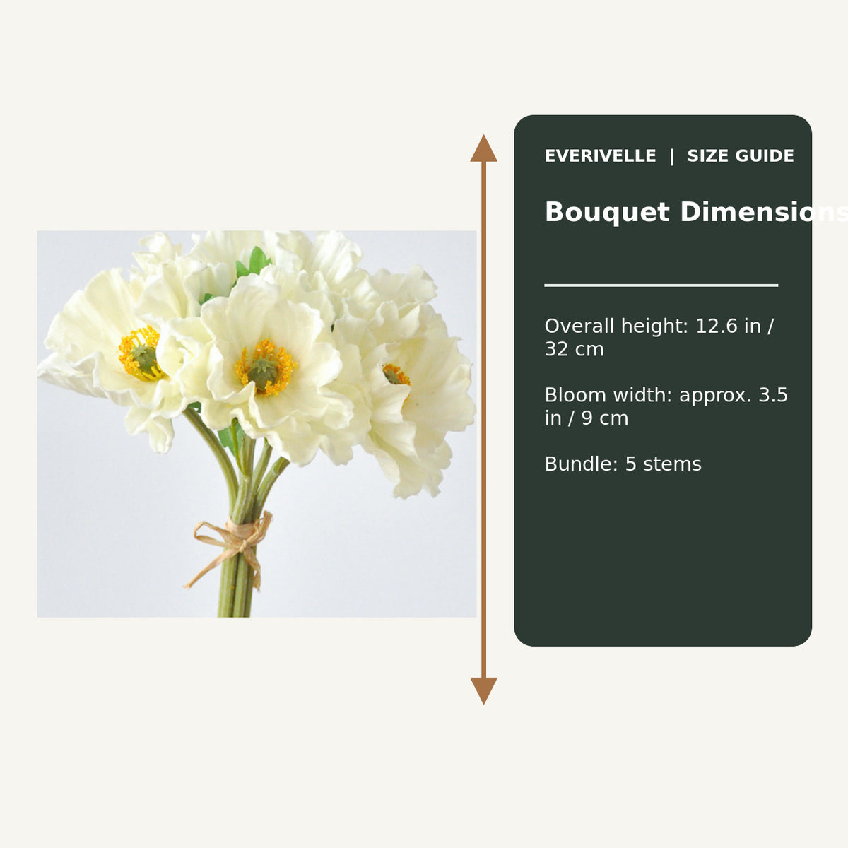 EVERIVELLE Five-Stem Artificial Poppy Bouquet