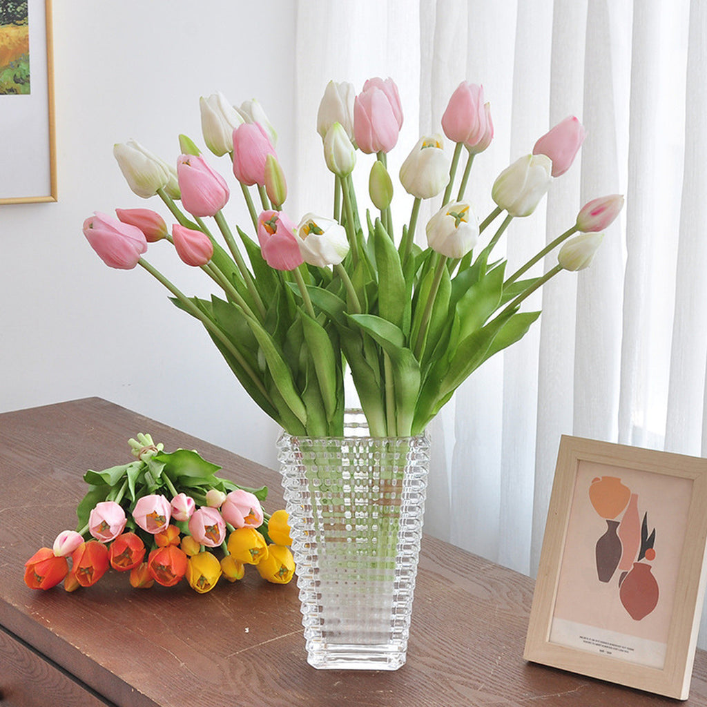 EVERIVELLE 17.7-Inch Seven-Head Soft-Touch Artificial Tulip Bouquet