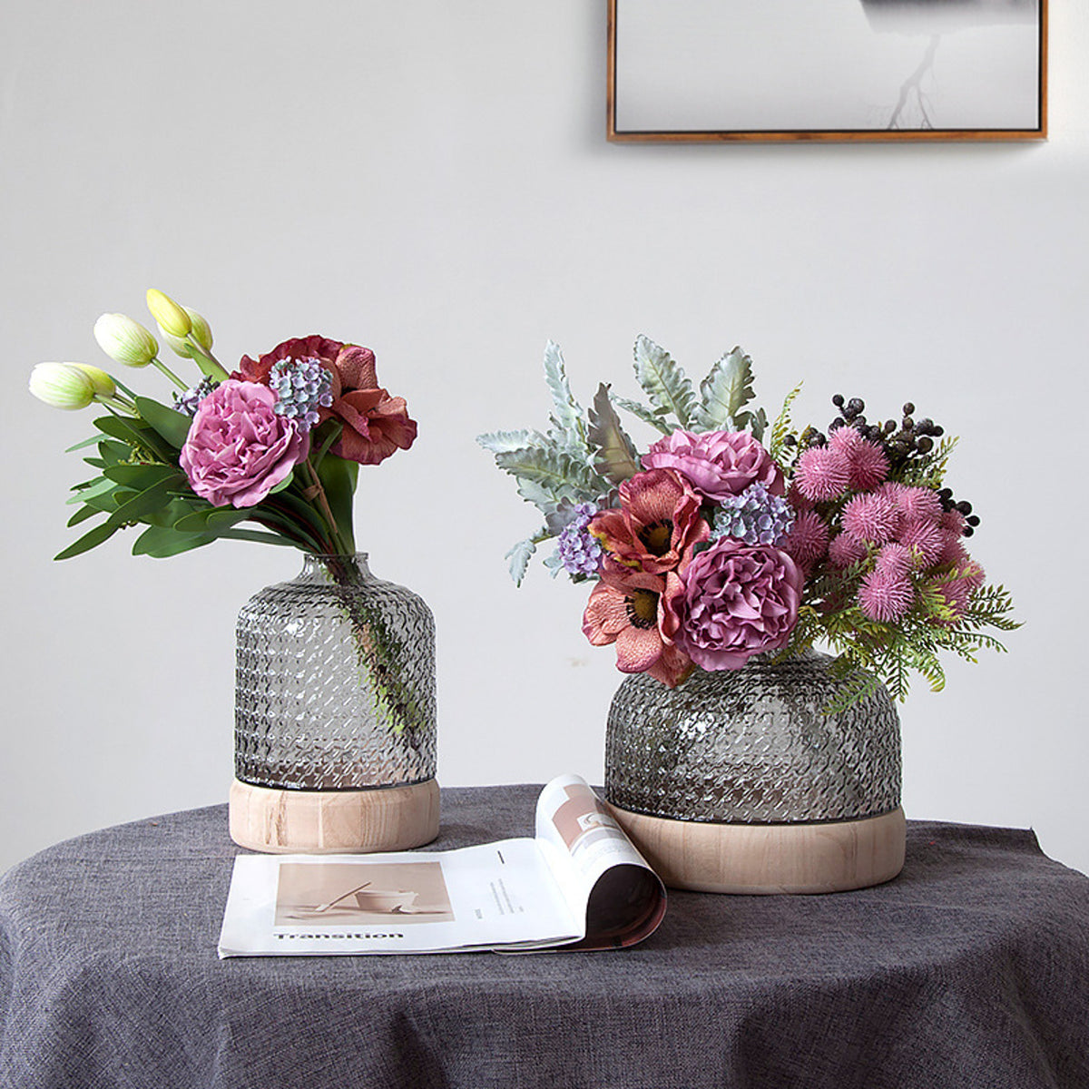 EVERIVELLE Artificial Peony & Anemone Hand-Tied Bouquet