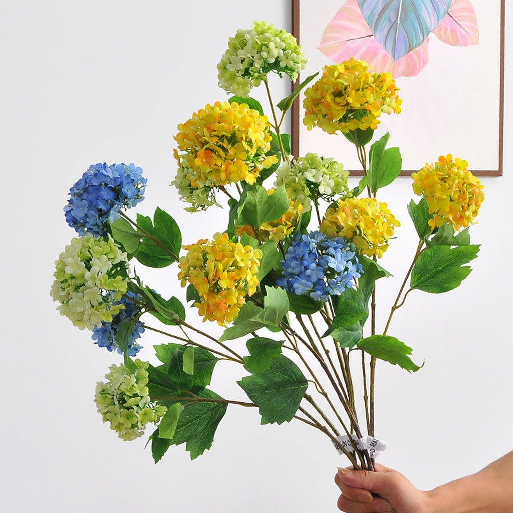 EVERIVELLE Three-Head Artificial Snowball Hydrangea Stem