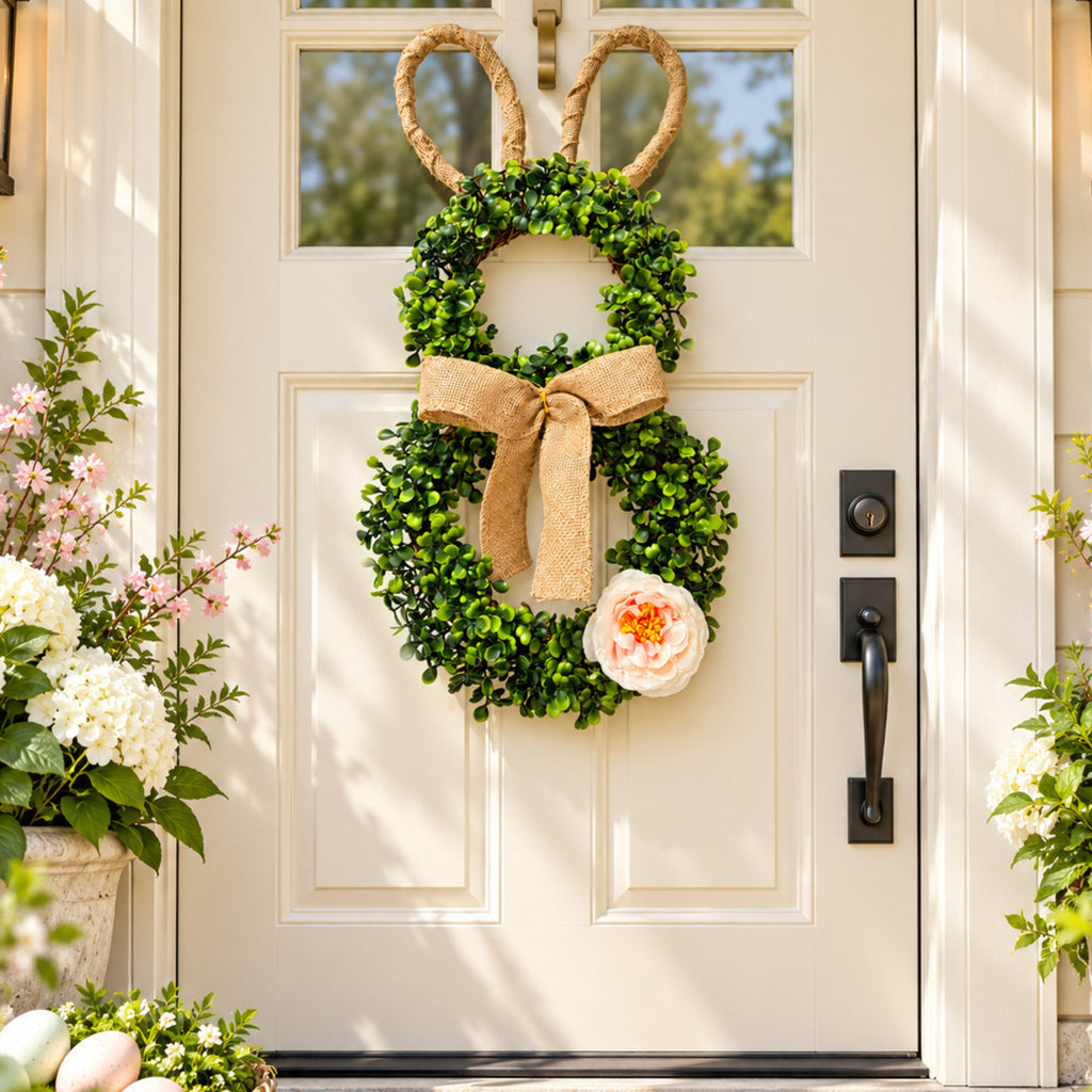 Easter Bunny Greenery Grapevine Wreath