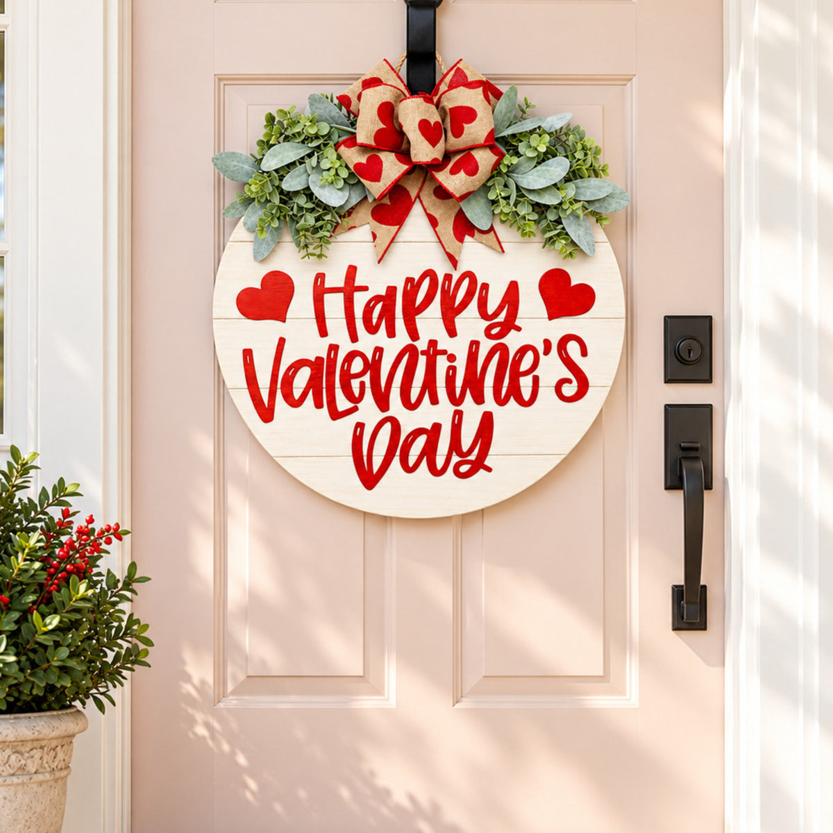 Happy Valentine's Day Heart Door Sign