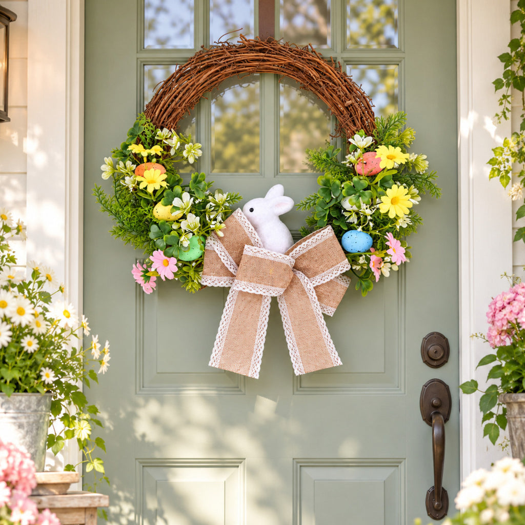 Easter Bunny & Wildflower Grapevine Wreath