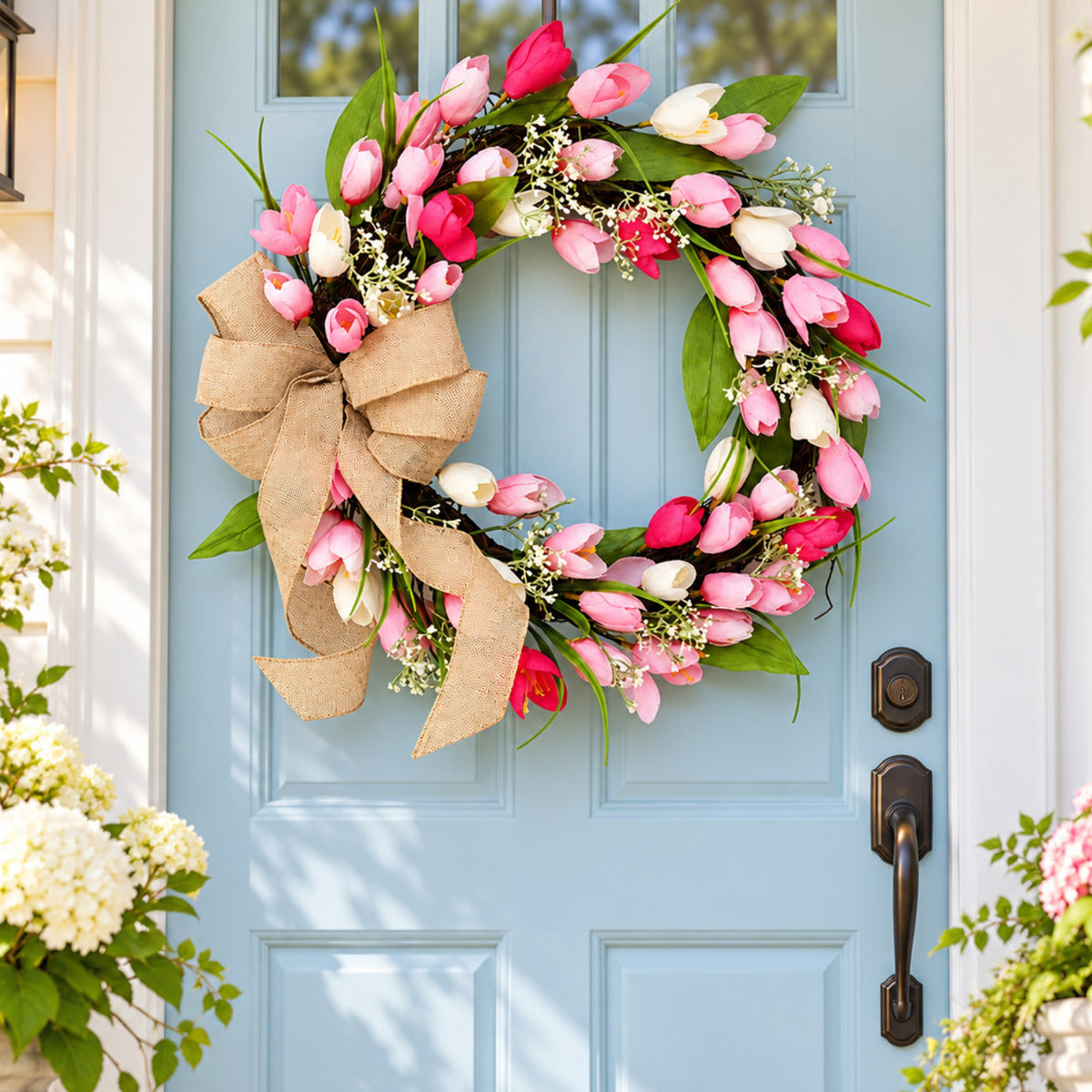 Pink & White Tulip Spring Wreath