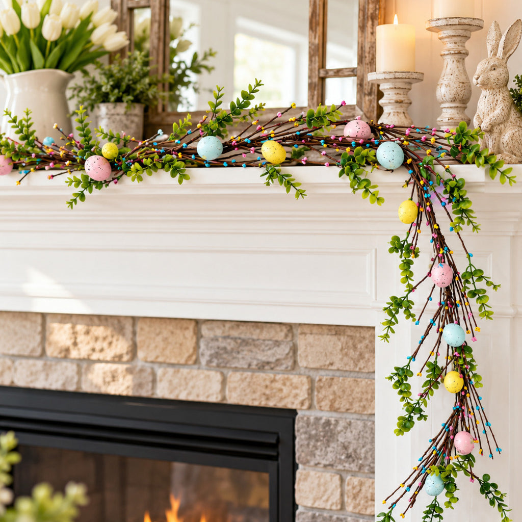 Pastel Easter Egg & Eucalyptus Twig Garland