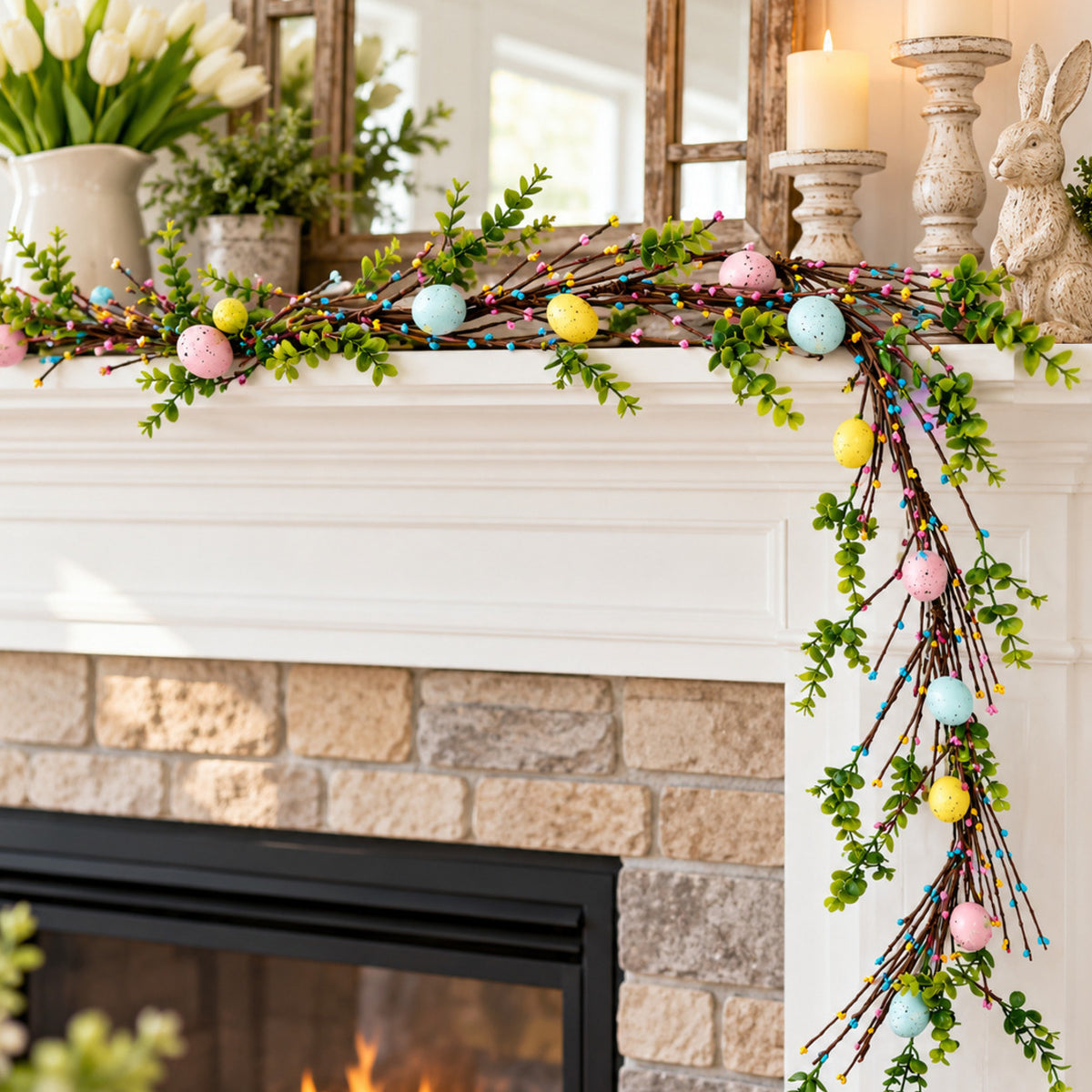 Pastel Easter Egg & Eucalyptus Twig Garland