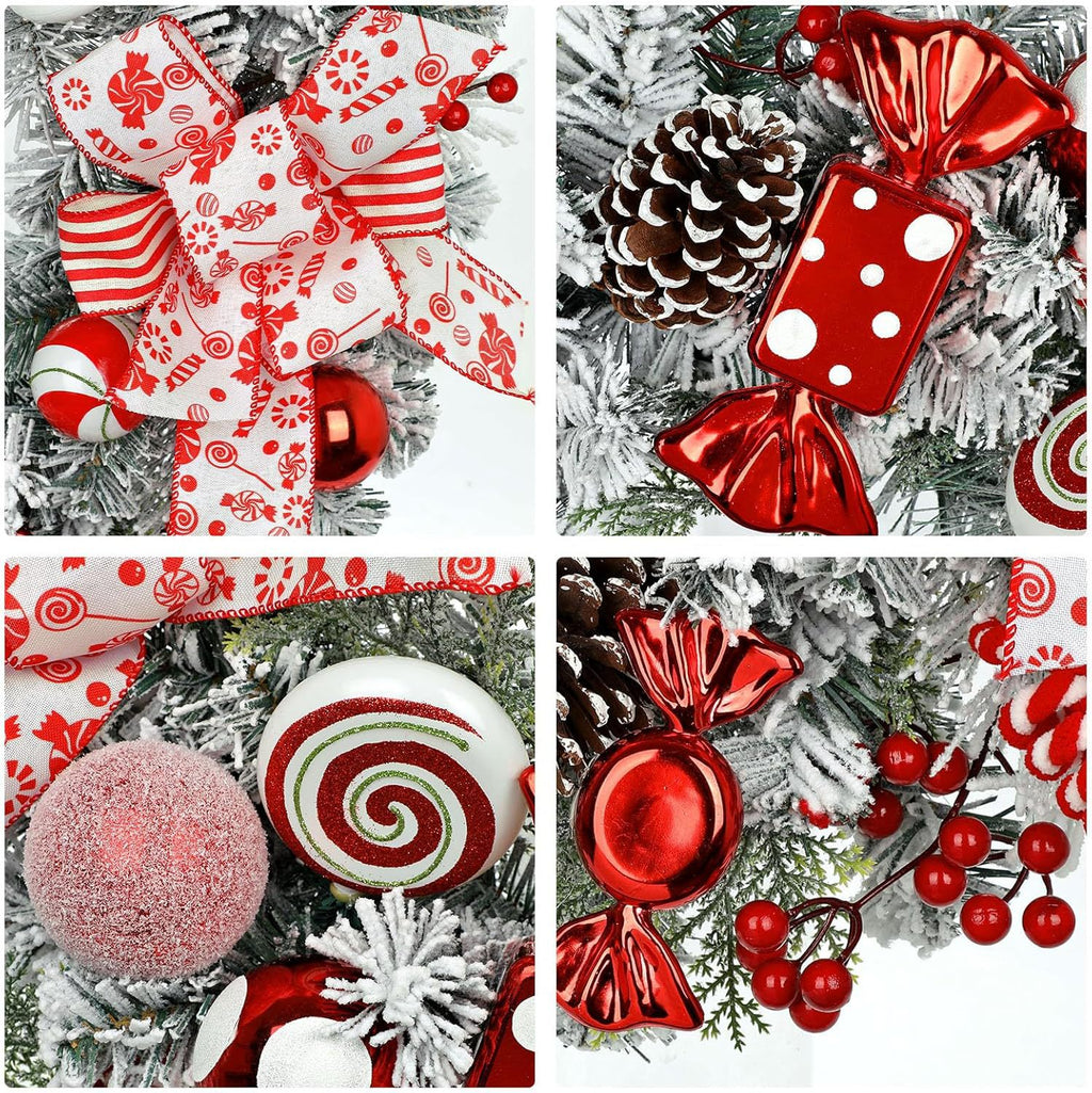 Frosted Christmas Candy Wreath