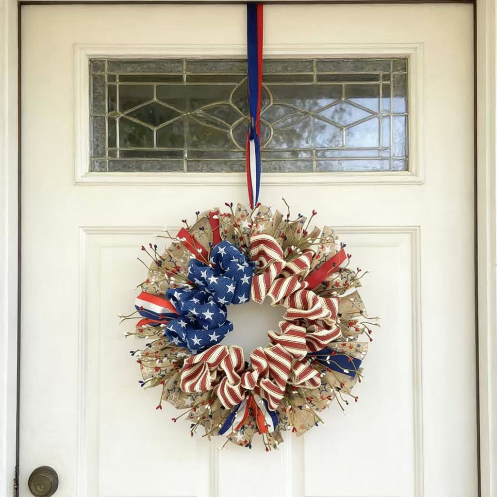 Patriotic Red, White & Blue Ribbon Wreath