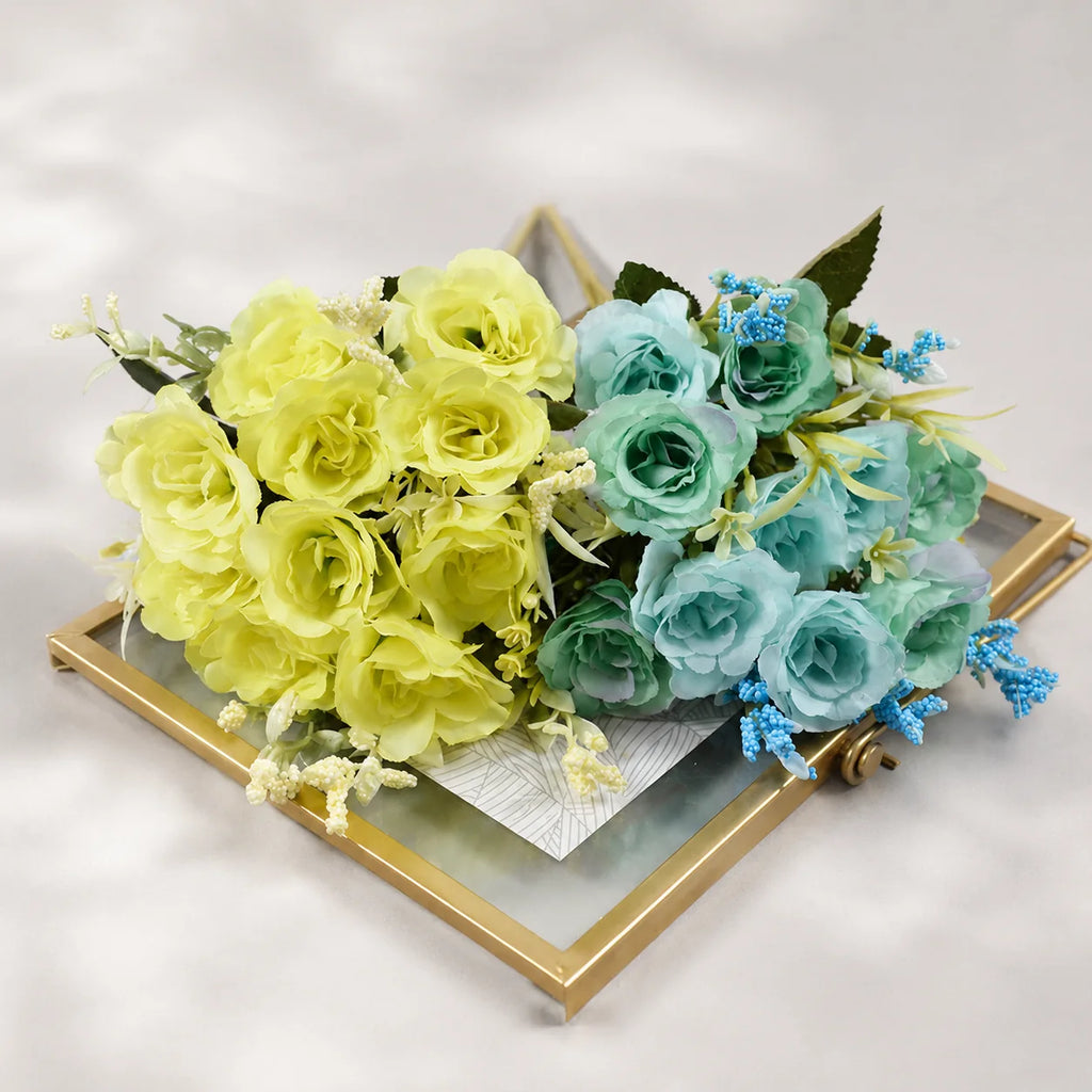 EVERIVELLE 10-Head Mini Artificial Rose Bouquet