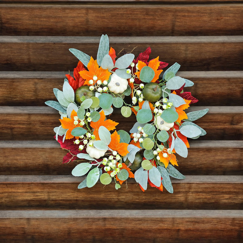 White Pumpkin & Eucalyptus Fall Wreath